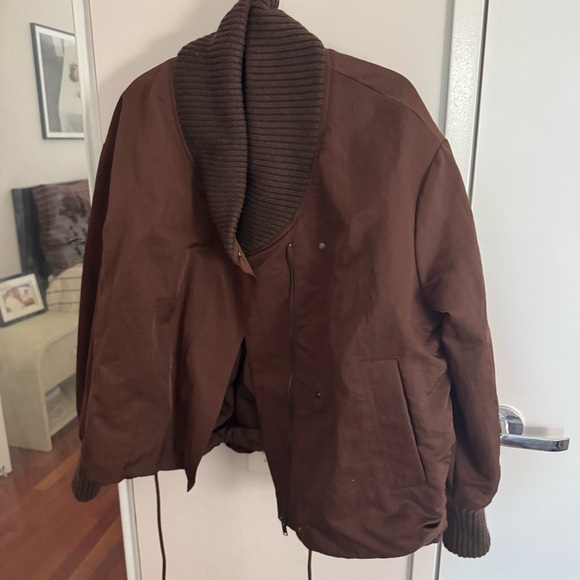 ZARA ZW COLLECTION RIBBED JACKET - Chocolate - Picture 5 of 8